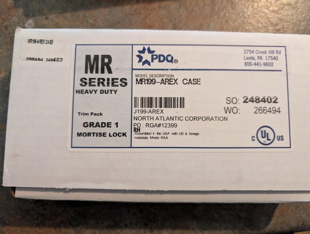 PDQ MR series grade 1 mortise lock