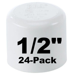 24-Pk 1/2 in. Schedule 40 PVC Caps/End Plugs NSF Pipe Fitting-Socket SCH40 ASTM