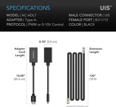 AC Infinity RJ11/12 to UIS Port Type-A Adapter Dongle, Conversion Cable Black