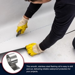 2.4in x 3.3ft Stainless Steel Flashing Roll, 0.3mm Metal Roof Panels