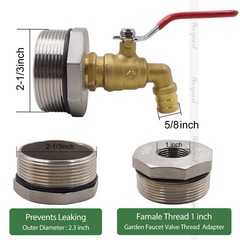 55 Gallon Drum Spigot with epdm Gasket, 50 gal Oil Water rain Barrel Bronze