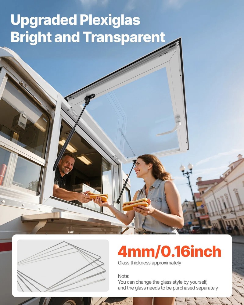 Concession Window 36×24 in, Aluminum Alloy Service Window for Food Truck, Up to