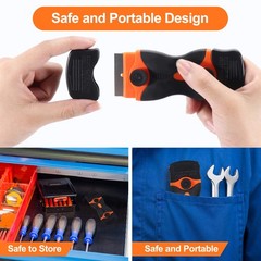 2PACK Razor Blade Scraper, 2-in-1 Scraper Tool 4.7×1.8×0.4inches, Blue+orange