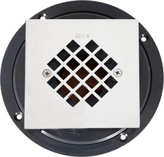 AB&A Tile Shower Drain with Reversible Clamping Ring, Square Cast Brass Grate