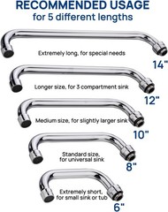 Commercial Kitchen Sink Faucet Swivel Spout Replacement, 10 Inches
