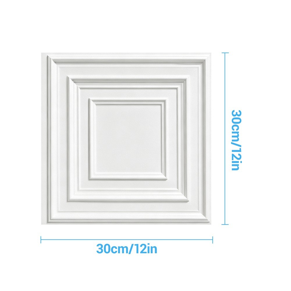 12/24X PVC Ceiling Tiles 12x12in / 24x24in Easy Installation White Peg Pattern