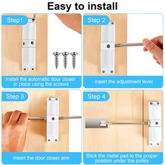 Automatic Silent Door Closer Adjustable Alloy Safety Spring 45-90lbs Heavy Duty