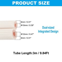 Pipe Insulation Foam Tube Foam Tubing for 1/4″ 3/8″ O.D 9.84Ft White/Pink