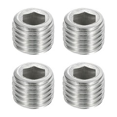 4Pcs Pipe Plugs M12-1.5x10mm Stainless Steel Hex Thread Pipe Caps Silver