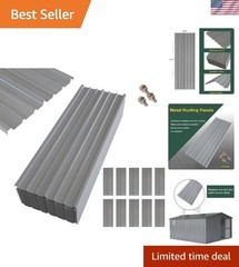 10 Pcs Metal Roofing Panels, 5.1 Feet Corrugated Galvanized Roofing Panels Me…