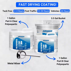 2 Gal. Clear Gloss 2 Part Epoxy Polyaspartic Interior/Exterior, Concrete Base…