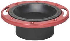 Oatey 43514 ABS Flange with Metal Ring and Test Cap, 3″/4″, Black