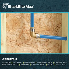 SharkBite Max 1/2 Inch 90 Degree Elbow, Pack of 4, in., 4 Pack, Brass