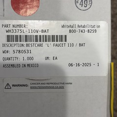 Whitehall BestCare WH3375L-110V-BAT Ligature-Resistant Faucet New Sealed