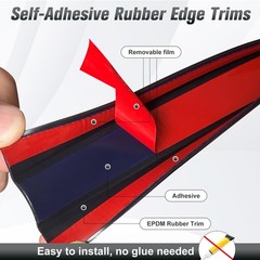 Rubber Edge Trim, Self Adhesive Size1/2″(Fit 7/16″~9/16″), L20′, Gloss Black