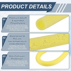 2pcs 1/3″ ID 3.3FT Pipe Insulation Foam Tube 0.63″ OD Tubing Cover Yellow