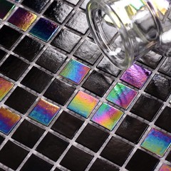 Smafusion 11.5Sqft Iridescent Black Mosaic Tiles For Bathroom Floor And Wall