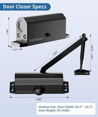 Medium Hydraulic Door Closer No Slam – LetBlack Finish for Home & Commercial Use
