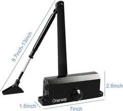 Automatic Hydraulic Door Closer Size 3 Black for Residential and Commercial Use