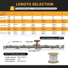 Mobile Home 100′ Heat Cable Htm Braid Self Regulating Heating Tape Water Line Fr
