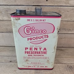EMPTY ONE GALLON CAN Ginco Products PENTA PRESERVATIVE St Louis MO COLLECTOR TIN