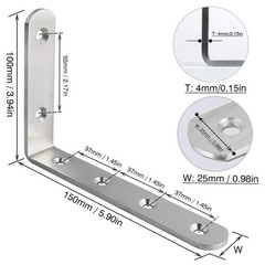 Heavy Duty Metal Wall Brackets for Shelves – 150x100x25mm Stainless Steel Rig…