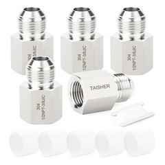 5 PCS 304 Stainless Steel JIC Flare Tube Fittings 3/8 Male x 1/2 NPT Female