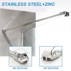 Stainless Steel Frameless Shower Door Fixed Panel Wall to Glass Silver