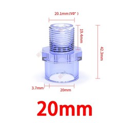 Clear PVC Plain × Male Thread Pipe Fitting Adapter BSP 1/2″~2″ 20mm~63mm Dia