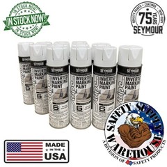 12PK Seymour 20-652 Inverted White Landscaping Construction Marking Paint 17 oz