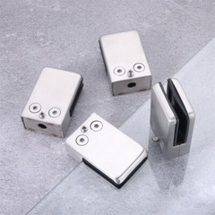 8Pcs Square Glass Clamps Brushed Nickel 64x42x24mm for Glass Shelves Bathroom