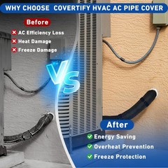 COVERTIFY 5 Layers HVAC Copper AC Line Pipe Insulation Cover Outdoor Black