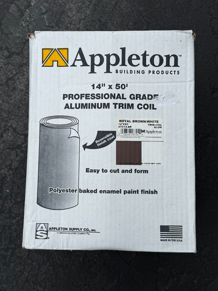 Appleton 14 In. X 33.5 Ft. Royal Brown over White Aluminum Trim Coil