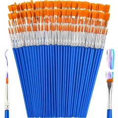 ZRLEI Small Paint Brushes Bulk, 160 Pcs Flat Tip Round Acrylic Small, Blue