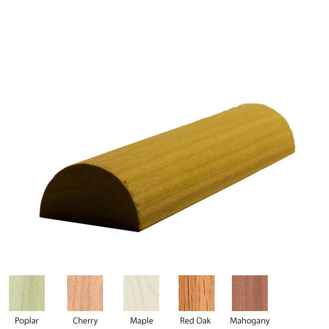 EWHR12 Half Round Moulding Trim, 11/16″ x 1-3/8″ Unfinished Solid Hardwood Trim