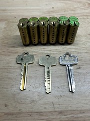 (Lot of 6) BEST GREEN Construction Core, 1CC7A2, SFIC 7-pin, 2 Keys W/ 1 Control