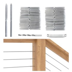 Muzata 40 Pack 1/8″ Cable Railing Hardware Kit Swage Lag Screws 1/8″, Silver