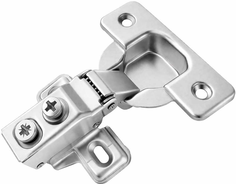 Berta 4 Pack, 5/8″ Overlay Hinges, 45mm Stainless Overlay, Nickel Plated