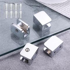 4Pcs Glass Clamps w Screws Chrome Solid Brass Glass Shelf Bracket Clip Support