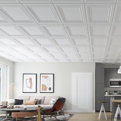 24PACK PVC Drop Ceiling Tiles,24x24in 3D Wall Panels for Office Room Decoration