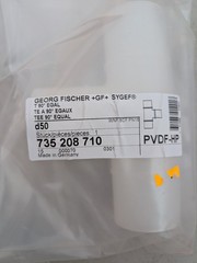 Georg Fischer +GF+ SYGEF Tee 90° Equal d50 PVDF-HP Pipe Fitting