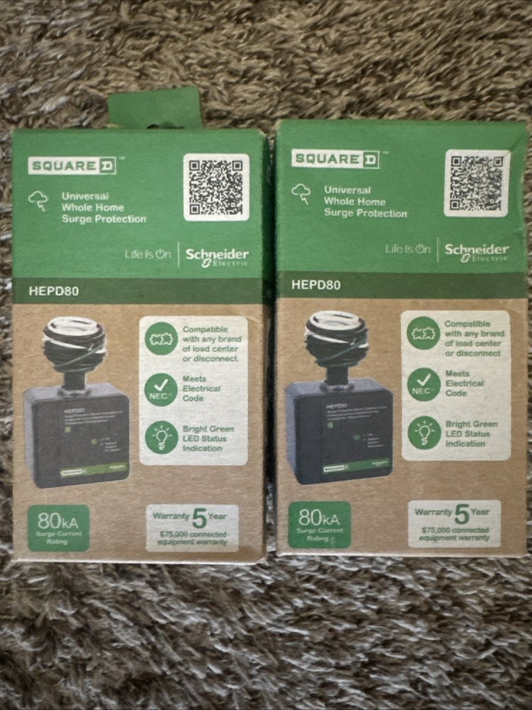 NEW Square D by Schneider Electric 80kA Surge Protection #HEPD80 LOT OF (2) Two￼