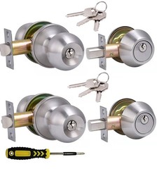 Lanwandeng 2 Sets All Keyed Same Entry Door Knob and Single Cylinder Deadbolt…