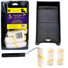 Bates- Paint Tray Set, 4 inch Roller, Tray, Foam 4″, 5 pcs, Black