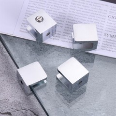 4Pcs Glass Clamps Chrome Solid Brass 24x22x18.5mm F Indoor Outdoor Glass Shelves