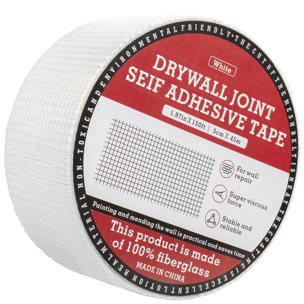 Fiberglass Drywall Joint Tape, 1.97 in x 150 Ft, Self~Adhesive Mesh