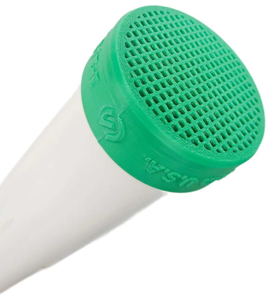 Green PVC Pipe End Cap with Integral Screen for Socket Fit on End of Pipe