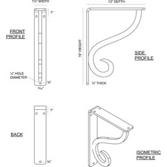 Ekena Millwork Bktm01X12X15Sasasv Metal Bracket 1 1/2 W X 12 D X 15 H Antiqued