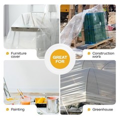IDL Packaging 4 Mil Plastic Sheeting 3’x50′ 150 sq ft for Painting, Construction
