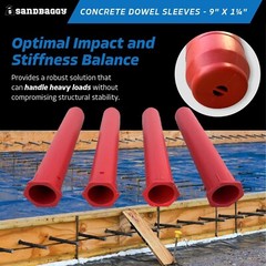 Sandbaggy Concrete Dowel Sleeves – 9” x 1-1/4” (#10 Rebar Sleeve) -Polypropylene